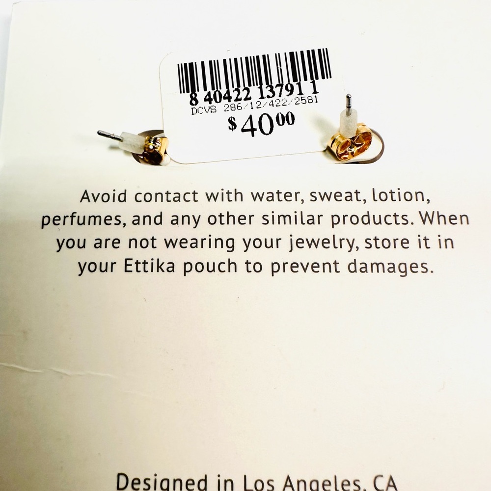 New Ettika Gold Crystal Dangle Earrings - Picture 4 of 4